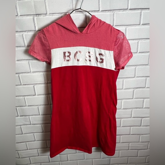 BCBG Girls Pink/Gray/Black Color block & Mesh T-Shirt Dress/size L - Picture 4 of 8